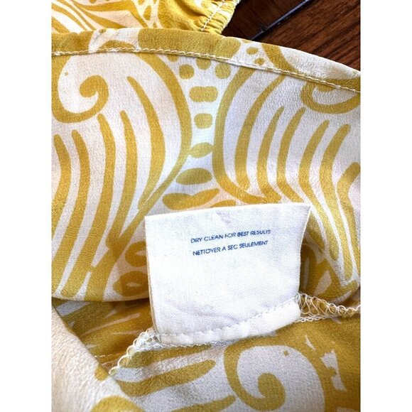 Anthropologie Edme & Esyllte EUC Green & Cream Silk Blouse W/ Floral Embellishme - Picture 8 of 8